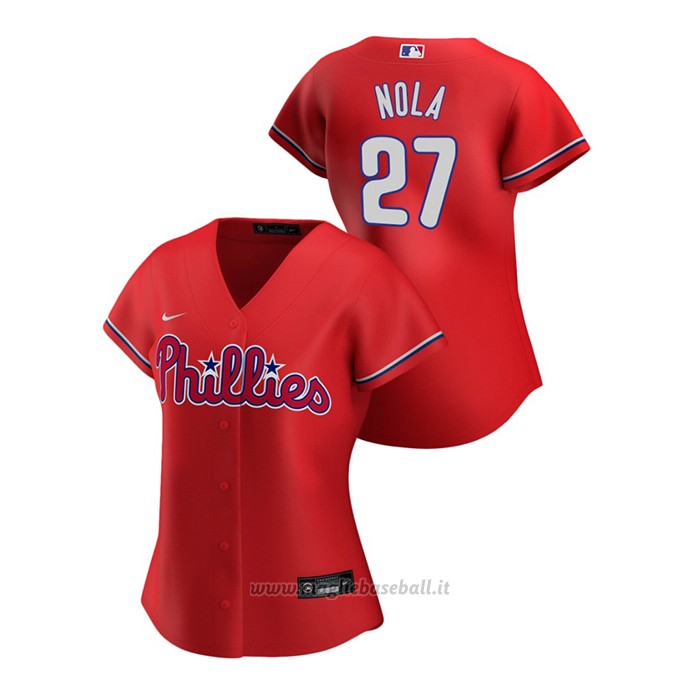 Maglia Baseball Donna Philadelphia Phillies Aaron Nola 2020 Replica Alternato Rosso